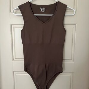 Brown V-neck Bodysuit